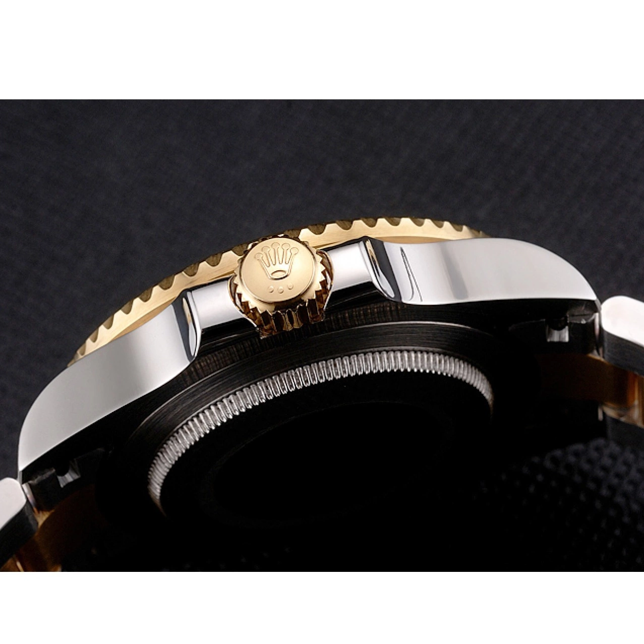 Rolex copies cheap Swiss Green Rolex Two Tone Bezel Bracelet Submariner Gold Dial And Steel 0603